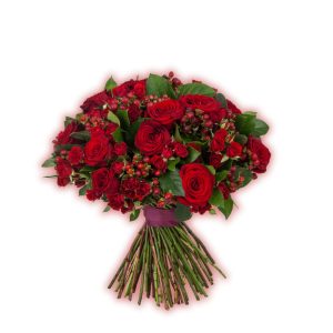 Röd rosbukett som utstrålar elegans och kärlek.